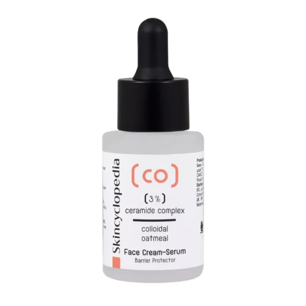 SKINCYCLOPEDIA - Sérum hydratant complexe céramides avoine colloïdale 30 ML - 7,50 € (VIP : 3,75 €) Si votre peau devient souvent rouge et irritée, souffrant de sensibilité et de sécheresse, alors il est temps de prendre soin de sa barrière protectrice. Notre peau forme et maintient naturellement cette barrière, mais elle est sujette à la perte d'acides gras et d'autres microéléments bénéfiques qui fournissent un niveau de protection optimal. Dans de tels moments, les céramides viennent à la rescousse, servant de première ligne de défense contre les facteurs externes et les polluants. Ils sont un composant clé du Complexe de Céramides à 3% et d'Avoine Colloïdale par Skincyclopedia. Ce sérum protégera la peau, l'hydratera et apaisera l'inflammation. Conseils d'utilisation : Appliquez une petite quantité de la crème-sérum sur une peau nettoyée et massez doucement jusqu'à absorption complète. Il peut être utilisé matin et soir dans le cadre de votre routine de soins de la peau. Veuillez noter que les résultats individuels peuvent varier et qu'il est toujours recommandé d'effectuer un test cutané avant d'utiliser tout nouveau produit de soin de la peau. Si vous avez des problèmes ou des problèmes de peau spécifiques, il est conseillé de consulter un dermatologue pour des conseils et des conseils personnalisés. Sérum hydratant au complexe de céramides 3% et avoine colloïdale 30 ML