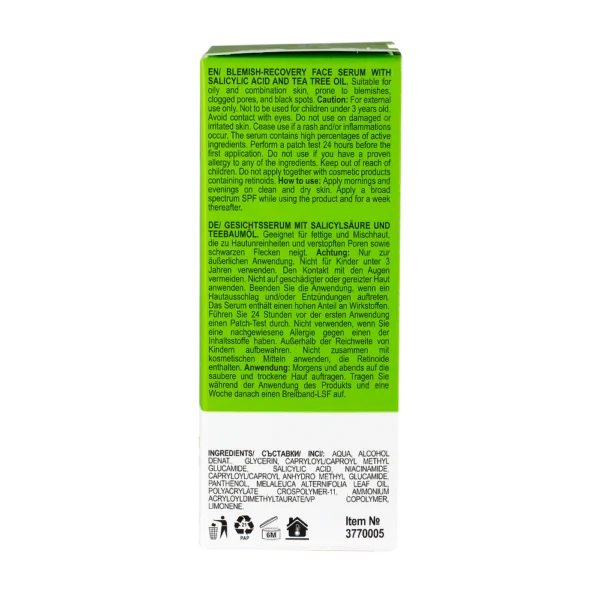 Sérum visage anti-imperfections à l'acide salicylique et à l'huile d'arbre à thé