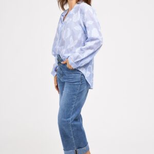 Chemise brodée bleu