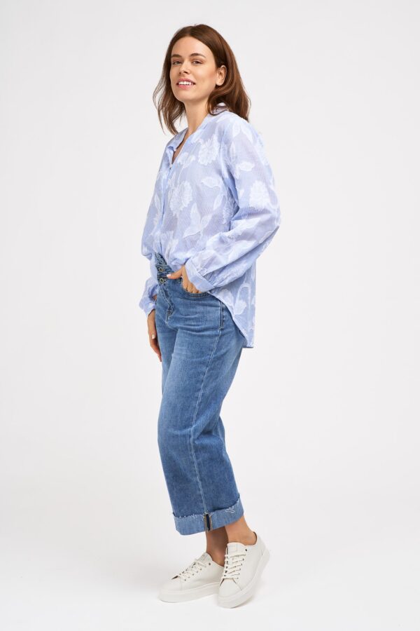 Chemise brodée bleu