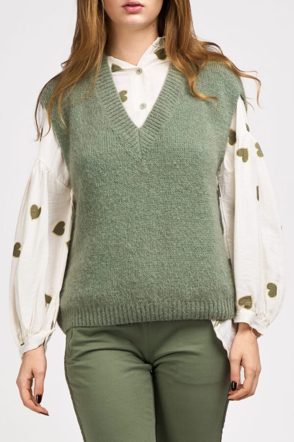 Pull sans manches col V – Image 2