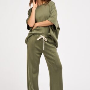 pantalon jogging lacet large kaki
