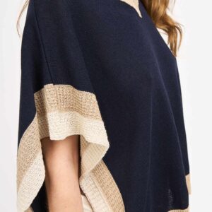 Pull Poncho tricolore Femme