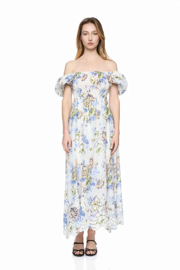 Robe longue imprimée broderie