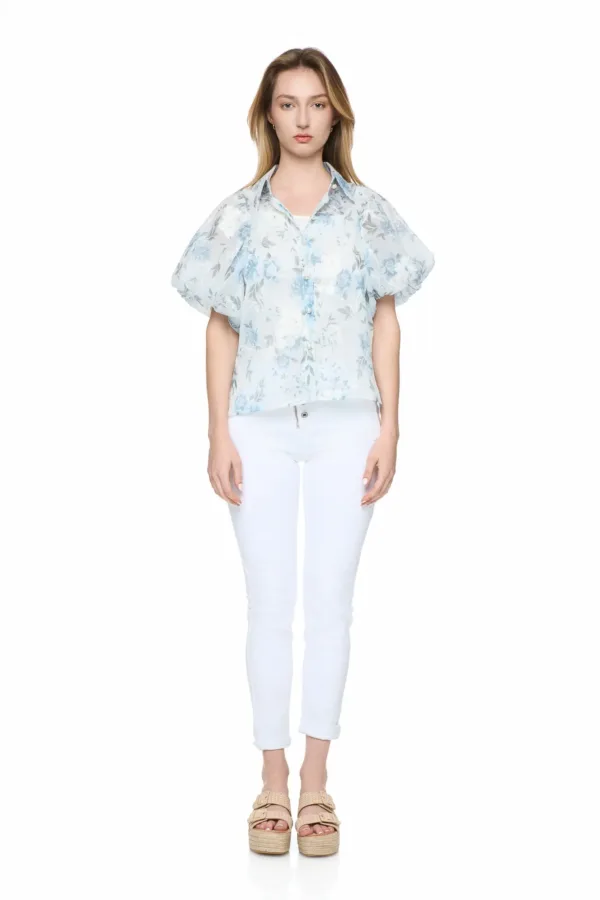 Chemise imprimée avec détails brodés