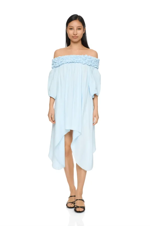 Robe tunique col bateau à froufrous