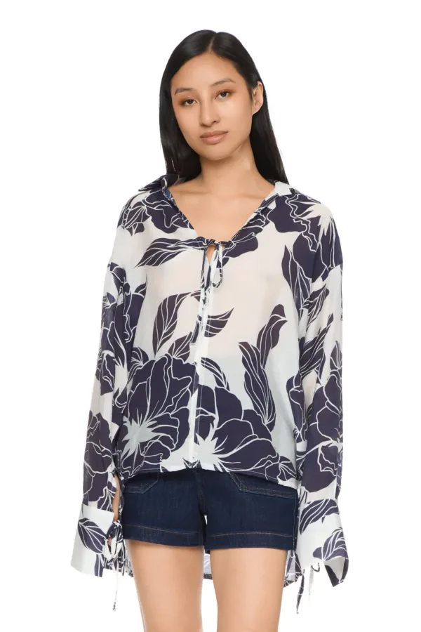Blouse imprimée avec lacets – Image 2