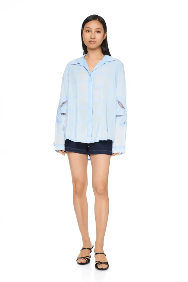 Chemise brodée manches