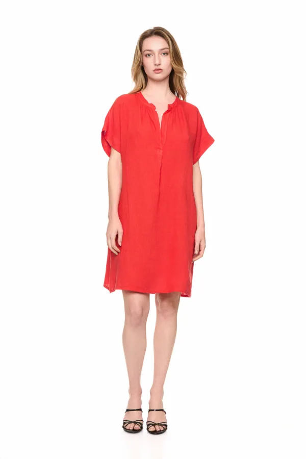 Robe oversize en lin col V