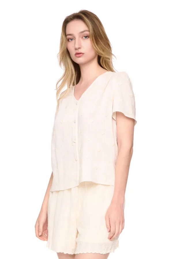 Chemise manches courtes brodée cœur – Image 2