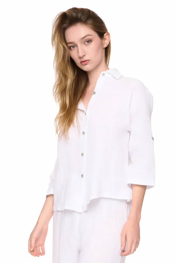 Chemise unie en lin – Image 2
