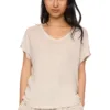 T-shirt col V en lin