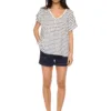 T-shirt rayé lurex col V – Image 3