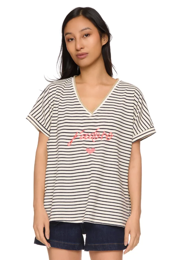 T-shirt rayé lurex "j'adore"
