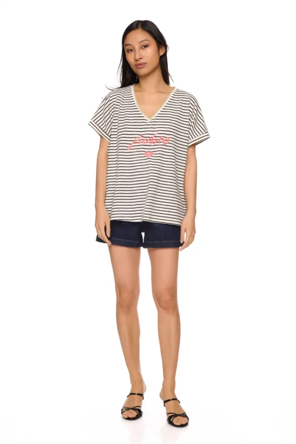 T-shirt rayé lurex "j'adore" – Image 2