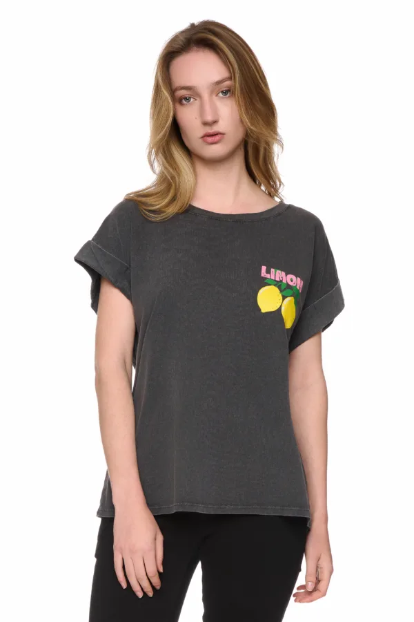 T-shirt délavé limon