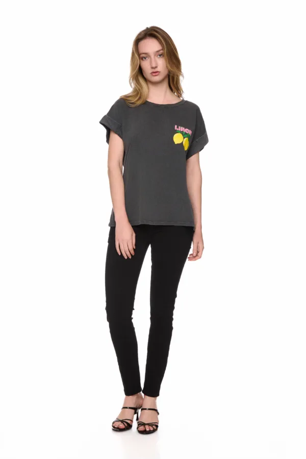 T-shirt délavé limon – Image 2