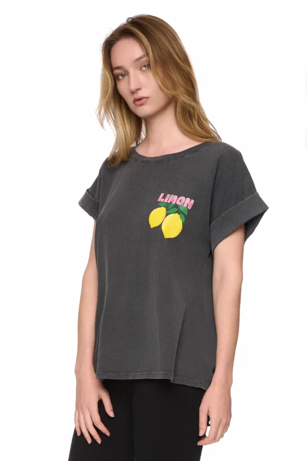 T-shirt délavé limon – Image 3