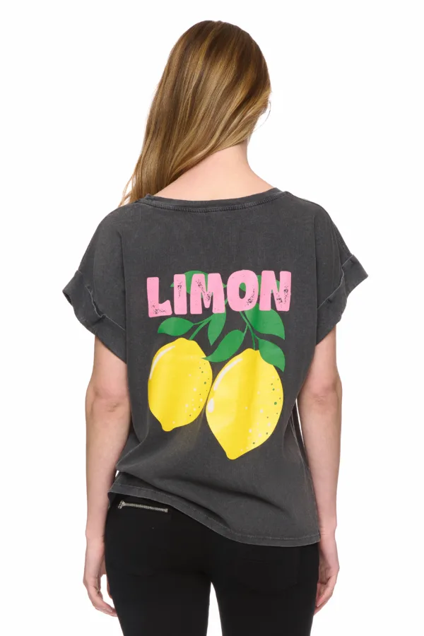 T-shirt délavé limon – Image 4