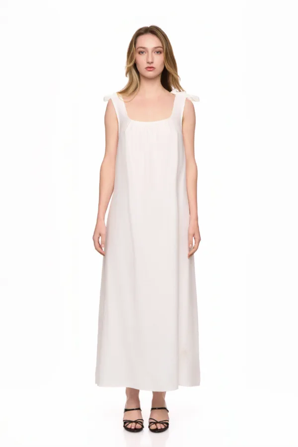 Robe longue à bretelles nouées