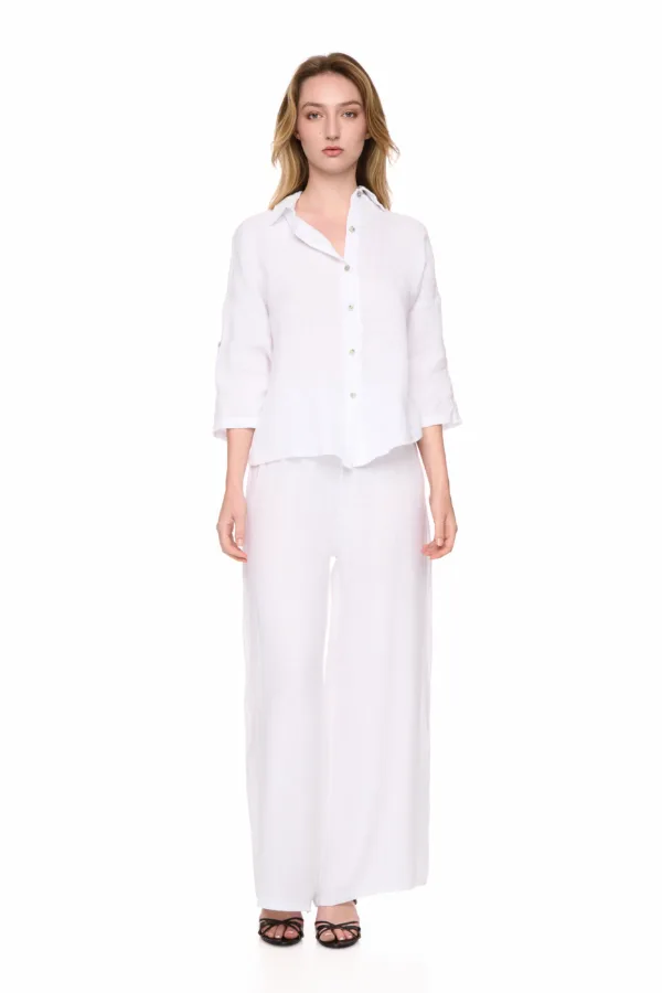 Pantalon large en lin