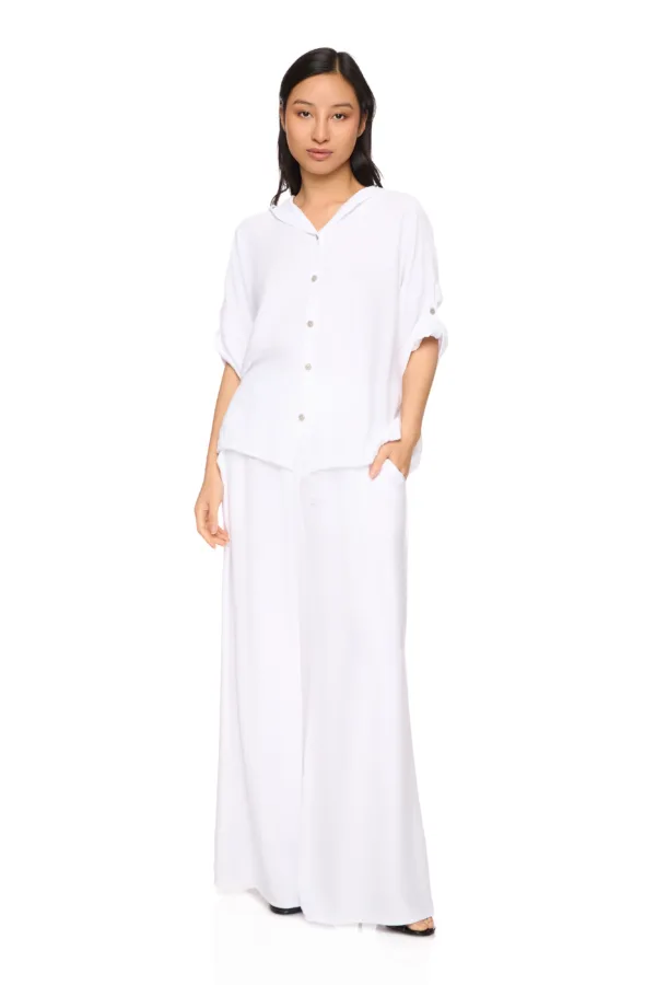 Pantalon taille haute à ceinture élastique
