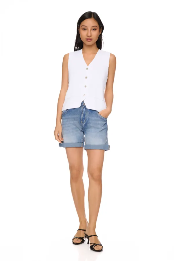 Short en jean à revers