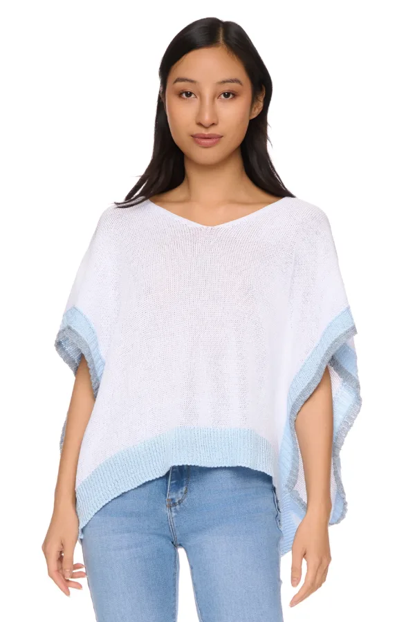 Pull poncho tricolore