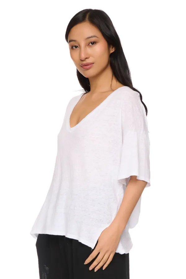 Top oversize en lin à col V – Image 2