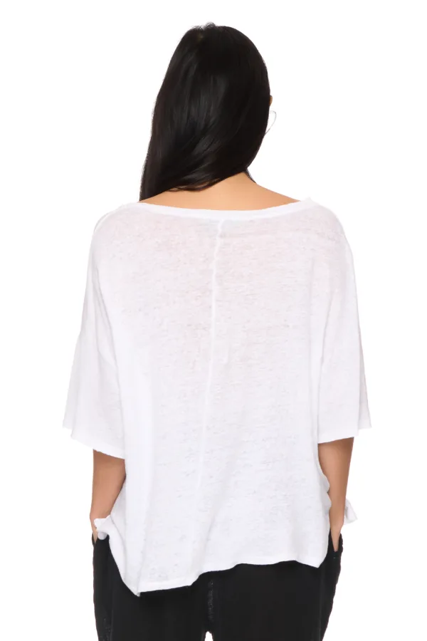 Top oversize en lin à col V – Image 4