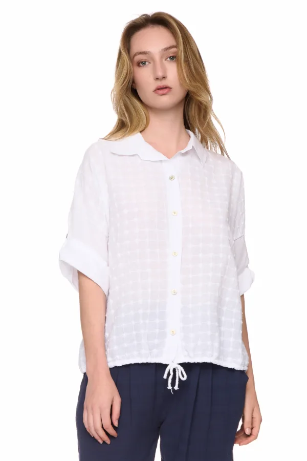 Chemise en coton brodé